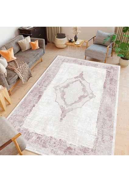 Angora Bien 9951F Krem Gül Pembe Modern Akrilik Salon Halısı