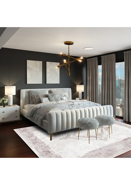 Angora Bien 9951F Krem Gül Pembe Modern Akrilik Salon Halısı fiyatları