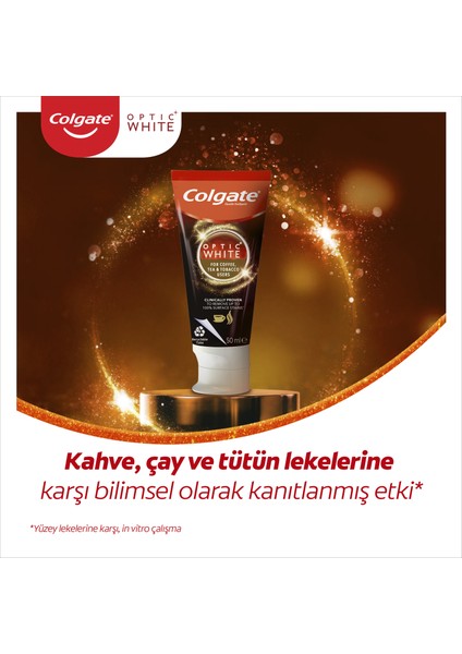 Optic White Kahve, Çay Kullanıcıları Diş Macunu 50 ml, Visible White Orta Diş Fırçası, Plax Ağız Bakım Suyu 250 ml + Fırça Kabı Hediye