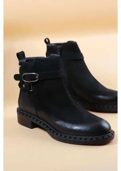 2152203K Kadın Bot Derı Sıyah M