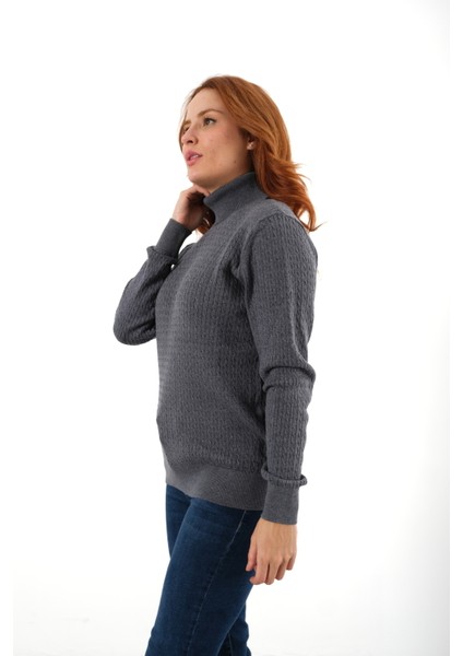 Kadın Ink %100 Organik Pamuk Balıkçı Yaka Saç Örgülü Triko Kazak Örme Bluz TRIST-6156 fırsatları