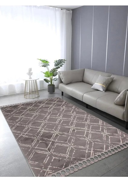 Rodos 2251A Gri Beyaz Geometrik Desen Iskandinav Tarzı Halı