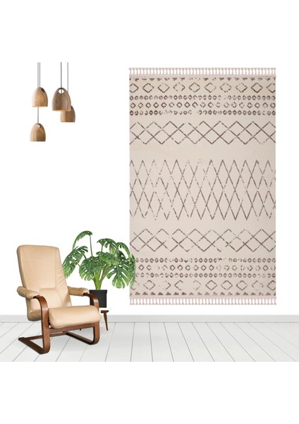 Rodos 2615A Beyaz Geometrik Desen Iskandinav Tarzı Halı modelleri