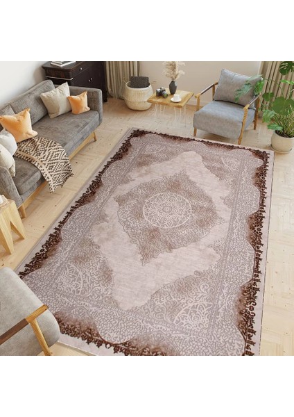 Klasik 32600 Kahverengi Modern Akrilik Halı