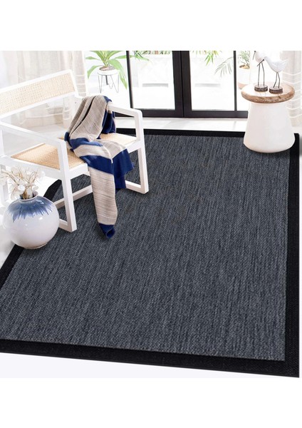 Halıca S-9714 Jüt Sisal Füme Siyah Dekoratif Halı