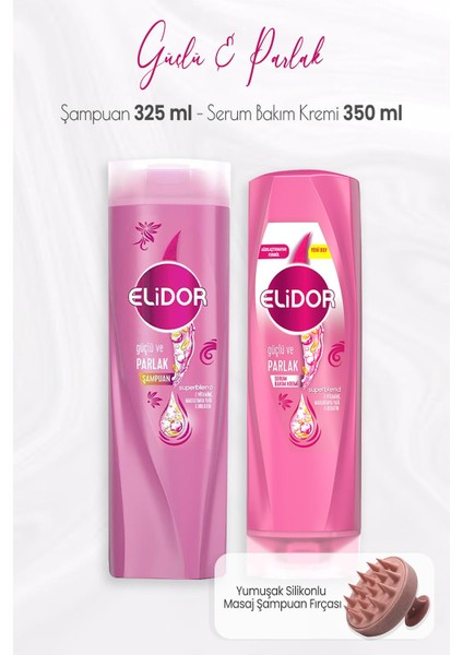 Superblend Güçlü Ve Parlak Şampuan 325 Ml, Serum Bakım Kremi 350 Ml Ve Masaj Şampuan Fırçası Pembe