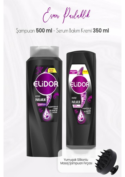 Superblend Esmer Parlaklık Şampuan 500 ml Serum Bakım Kremi 350 ml ve Masaj Şampuan Fırçası