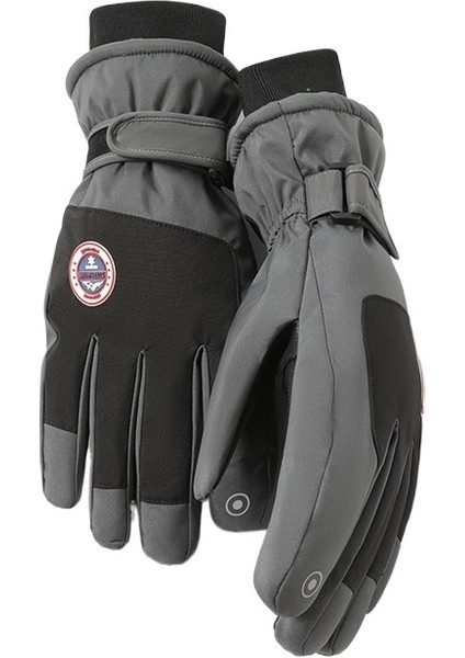 Erkek Polar Bisiklet Sporları Kaymaz Su Geçirmez Dokunmatik Ekran Kayak Eldivenleri (Yurt Dışından)