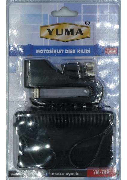 Yuma Motorsiklet Disk Kilidi Kılıflı Anahtarlı Siyah ( Çap : 10MM )