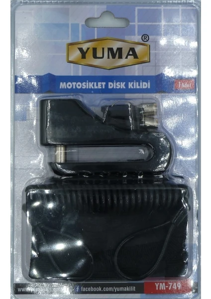 Yuma Kilit Yuma Motorsiklet Disk Kilidi Kılıflı Anahtarlı Siyah ( Çap : 10MM )