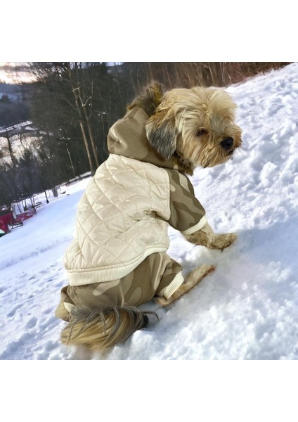 Kamuflaj Comfy Puf Köpek Mont Tulum Takım Köpek Ceket Takım