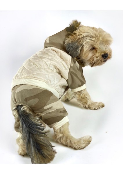 Kamuflaj Comfy Puf Köpek Mont Tulum Takım Köpek Ceket Takım
