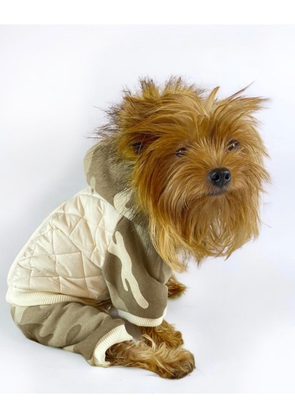 Kamuflaj Comfy Puf Köpek Mont Tulum Takım Köpek Ceket Takım