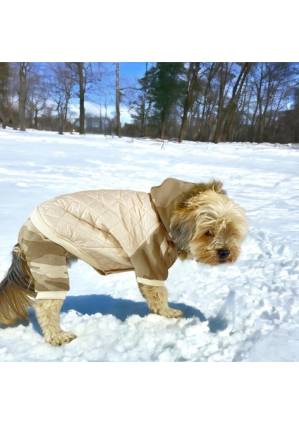 Kamuflaj Comfy Puf Köpek Mont Tulum Takım Köpek Ceket Takım