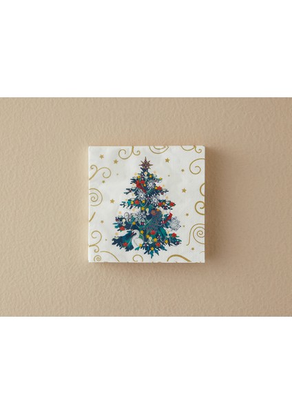 Yılbaşı Festive Tree Kağıt 20'li Kağıt Peçete 33X33 cm Beyaz