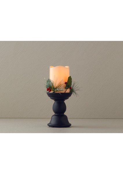 Candlestick Ledli Mum 9,7X9,7X23 cm Siyah