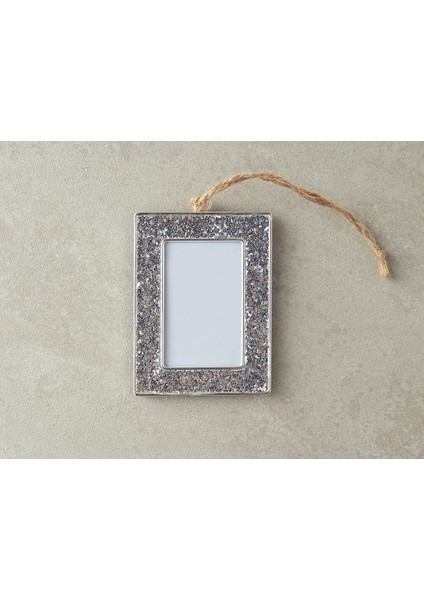 Yılbaşı Glitter Çerçeveli Yılbaşı Ağaç Süsü 7,5X10 cm Silver