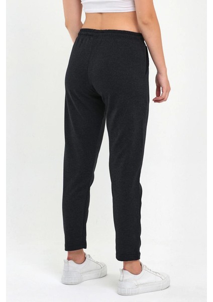 Kadın Siyah-Lacivert-Antrasit Regular Fit Düz Paça Beli Lastikli Bağcıklı 3'Lü Eşofman Altı indirimleri