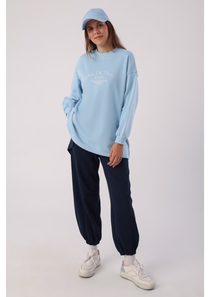 Oversize Nakışlı Sweatshirt