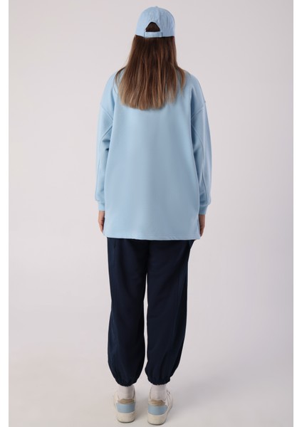 Oversize Nakışlı Sweatshirt