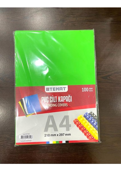 Pvc A4 Cilt Kapağı 210 mm x 297 mm 100'lü Paket Yeşil