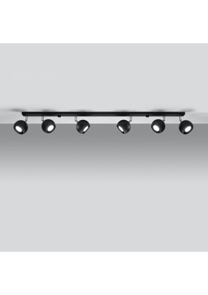 Retro Siyah 180 Derece Hareketli Modern Spor 4 Lü LED Spot Avize Günışığı Ampullü 120 cm