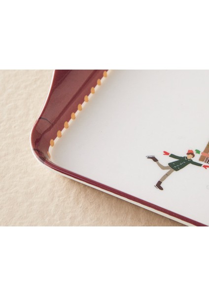 Yılbaşı Cheerful Skate Melamin Tepsi 23X14 cm Kırmızı modelleri