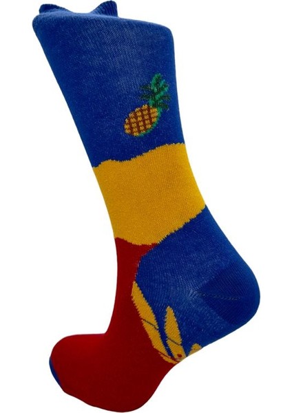 Dört Çift Unisex Meyve Desenli Renkli Kolej Çorap 38 - 42 Numara ile Uyumludur.