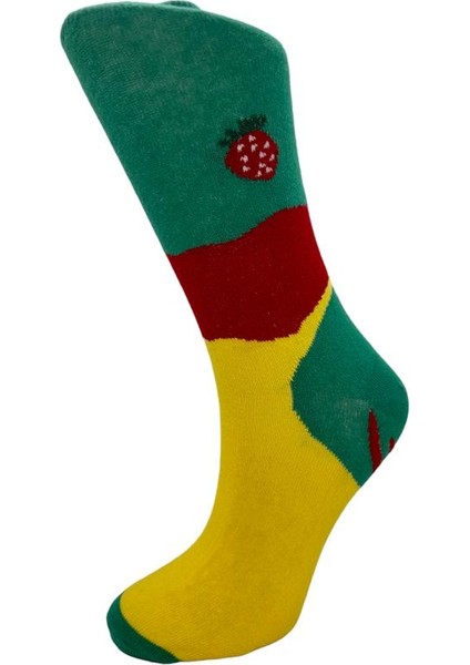 Dört Çift Unisex Meyve Desenli Renkli Kolej Çorap 38 - 42 Numara ile Uyumludur.