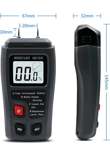 Iki Pimli Dijital Ahşap Nem Ölçer 0-99,9% Büyük LCD Ekranlı Ahşap Nem Test Cihazı Kereste Nemli (Yurt Dışından) fiyatları