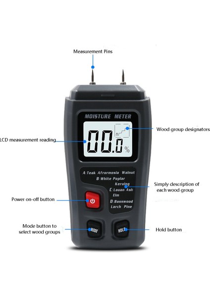 Iki Pimli Dijital Ahşap Nem Ölçer 0-99,9% Büyük LCD Ekranlı Ahşap Nem Test Cihazı Kereste Nemli (Yurt Dışından) modelleri