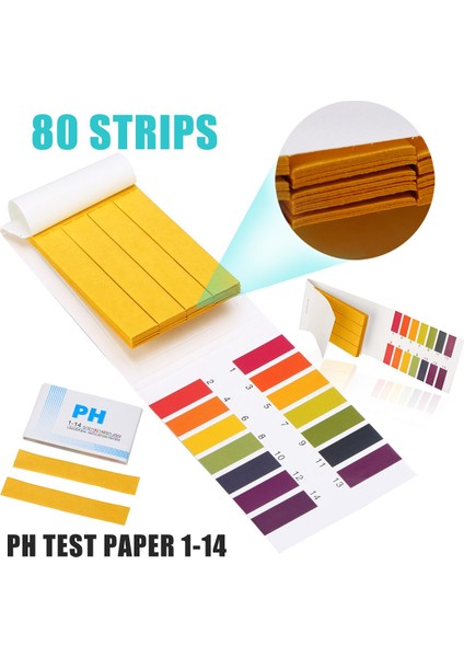 80 Test Şeritleri Akvaryum Gölet Su Alkali Asit Seviye Göstergesi Kağıdı Evrensel Turnusol Ph Test Kağıdı 1-14 Aralığı Ölçmek (Yurt Dışından) fiyatları