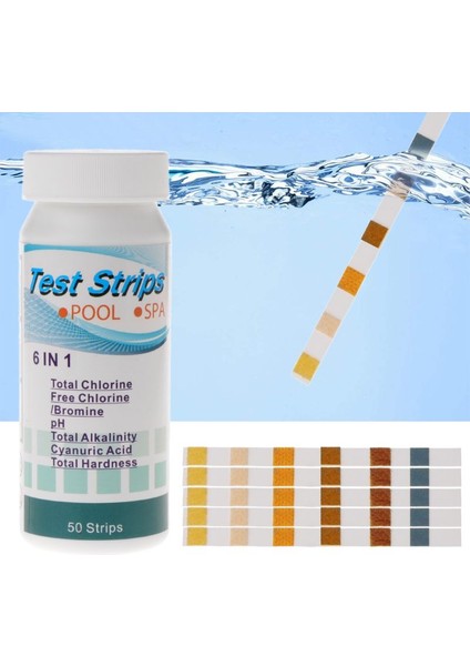50 Adet 6in1 Spa Havuz Suyu Kalitesi Test Şeritleri Ph Klor Sertliği Alkalinite (Yurt Dışından) modelleri
