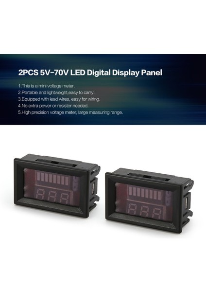 Adet 5V-70V Dijital Ekran Paneli Pil Voltmetre Gerilim Ölçerdisplay Mavi (Yurt Dışından) fırsatları