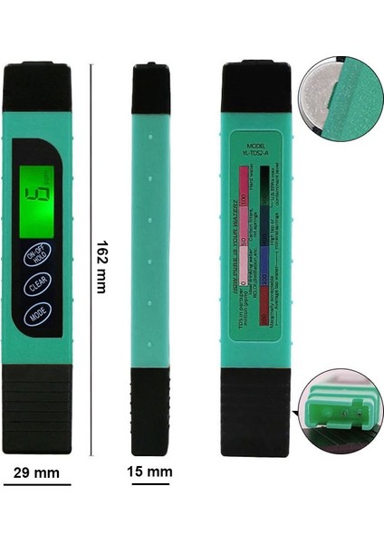 Su Kalitesi Test Kalemi Tds Su Sayacı Içme Suyu Tds Tester Kalem Arkadan Aydınlatmalı Su Saflığı Sıcaklık Kontrolü (Yurt Dışından)