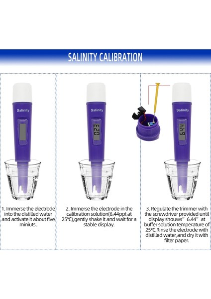 Dijital Tuzluluk Ölçer Tuz Ölçer Test Cihazı Salinometer Akvaryum Tuzlu Test Cihazları Deniz Tuzluluk Havuzu Test Salinometer 30% Kapalı (Yurt Dışından)