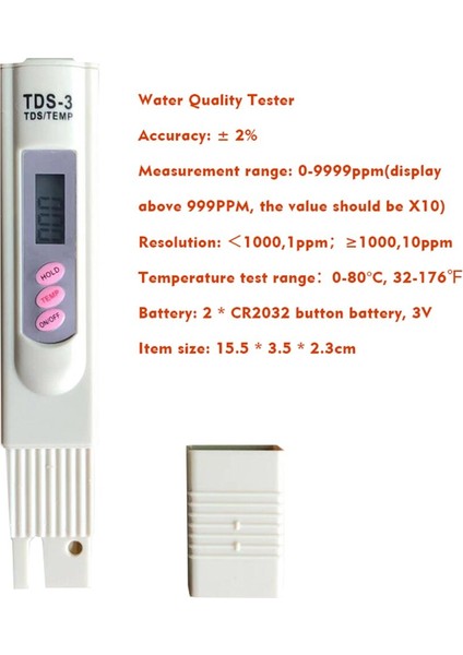 Su Kalitesi Test Cihazı Taşınabilir Tds Kalem Test Cihazı Yüksek Hassasiyetli Dijital LCD Tds Metre, Elektroliz Cihazı Test Cihazı Su Arıtma Test Kalemi (Yurt Dışından) fiyatları