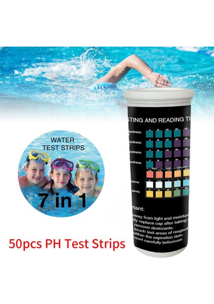 50 Adet Akvaryum 7 In 1 Ph Test Şeritleri Alkali Test Su Kalitesi Asit Seviyeleri Sıvı Ölçüm Kağıdı Yüzme Havuzu Balık Tankı (Yurt Dışından) indirimleri