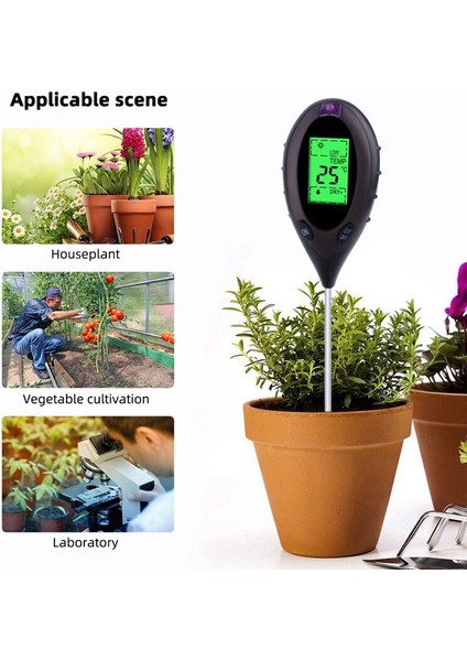 Profesyonel Toprak Ph Ölçer 4 In 1 Toprak Sıcaklığı Güneş Nemi Ph Ölçer Test Cihazı Bahçe Bitkileri Için Çiçekler LCD Ekran (Yurt Dışından) fiyatları