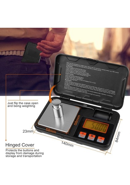 Kalibrasyon Ağırlıkları ile 200G/0.01G Elektronik Taşınabilir Gram Ölçeği Cımbız Yüksek Hassasiyetli (Dahil) (Yurt Dışından)