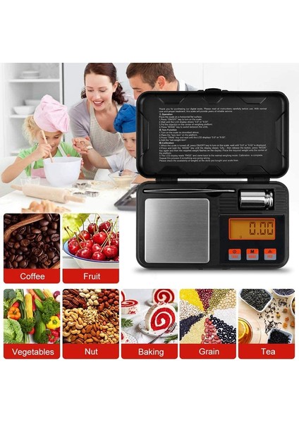 Kalibrasyon Ağırlıkları ile 200G/0.01G Elektronik Taşınabilir Gram Ölçeği Cımbız Yüksek Hassasiyetli (Dahil) (Yurt Dışından)