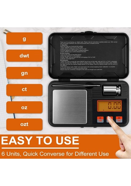 Kalibrasyon Ağırlıkları ile 200G/0.01G Elektronik Taşınabilir Gram Ölçeği Cımbız Yüksek Hassasiyetli (Dahil) (Yurt Dışından)