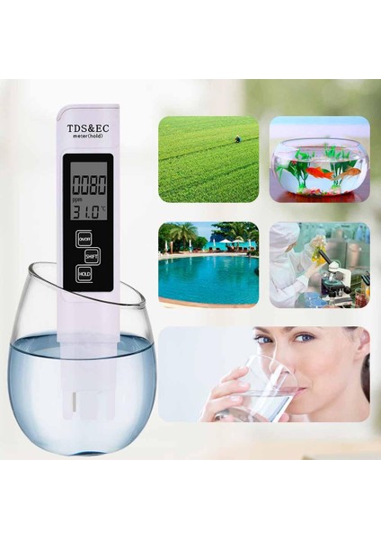 Ph Ölçer Tds Ec Metre Tds Ph Test Cihazı Dijital LCD Su Test Kalemi Su Saflığı Ppm Filtre Topraksız Su Kaliteli Monitör Havuzu (Yurt Dışından)