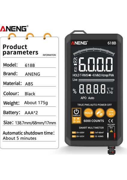 Dijital Multimetre Akıllı Dokunmatik Ekran Dc Analog Bar True Rms Test Cihazı 6000 Sayım Transistör Kapasitör Ncv Test Cihazları Metre (Yurt Dışından) indirimleri