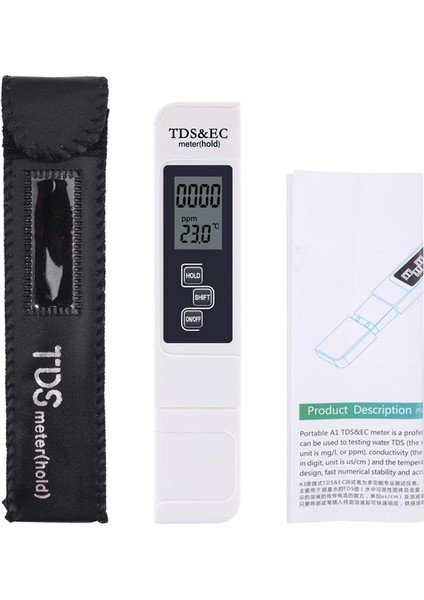Yieryi Tds Ec Metre Sıcaklık Test Cihazı Kalem 3 In1 Fonksiyonlu Iletkenlik Su Kalitesi Ölçümü Tds ve Ec Test Cihazı 0-9999PPM (Yurt Dışından)
