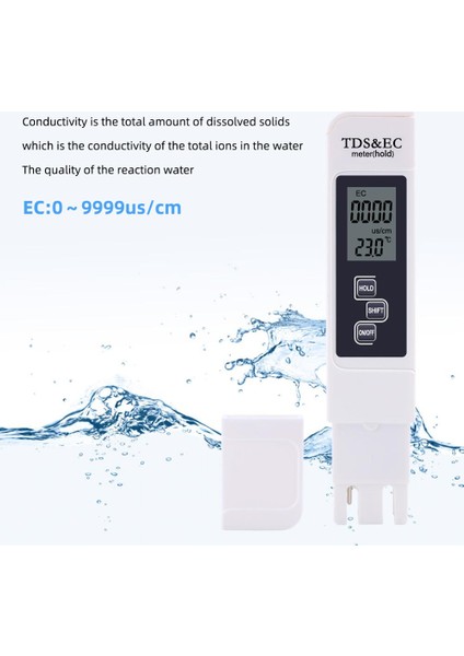 Yieryi Tds Ec Metre Sıcaklık Test Cihazı Kalem 3 In1 Fonksiyonlu Iletkenlik Su Kalitesi Ölçümü Tds ve Ec Test Cihazı 0-9999PPM (Yurt Dışından) fırsatları