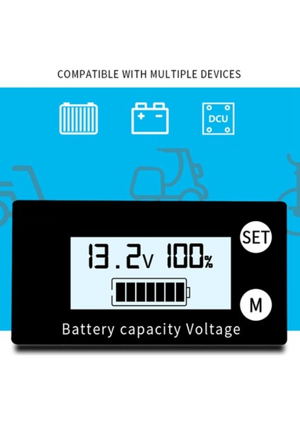 Kapasite Göstergesi Dc 8 V-100 V Kurşun Asit Lityum Lifepo4 Araba Motosiklet Voltmetre Gerilim Ölçer (Yurt Dışından)