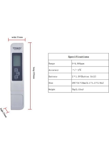 Lamezıa 0-9990PPM Sıcaklık Iletkenlik Test Kalemi Ph Ölçer Tds ve Su Akvaryumu Için 15% Topraksız Dijital Test Cihazı (Yurt Dışından) modelleri