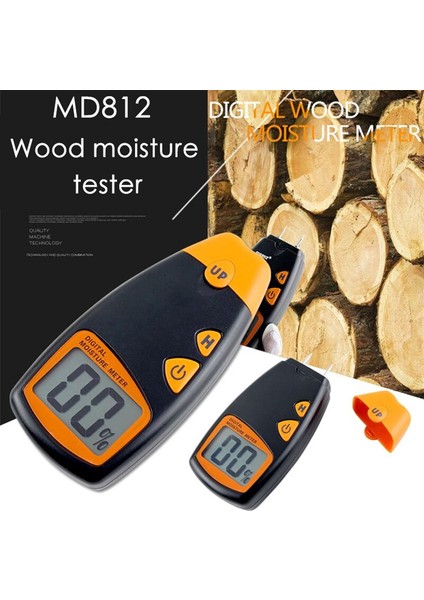 0-99.9% Iki Pin Dijital Ahşap Nem Ölçer Ahşap Nem Test Cihazı Ölçer Higrometre Kereste Nemli Büyük LCD Ekran (Yurt Dışından)