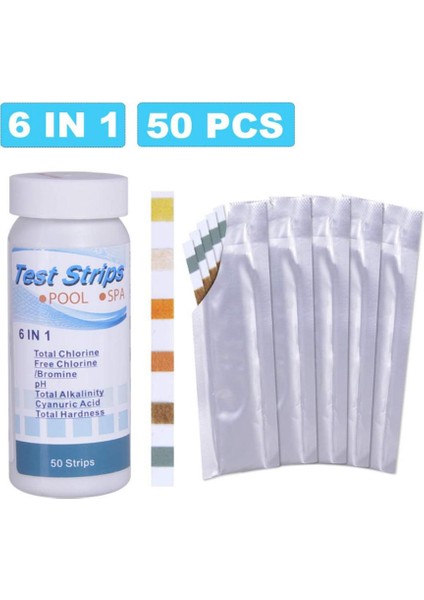 6-In-1 Yüzme Havuzu Test Kağıdı Artık Klor Ph Değeri Alkalinite Sertlik Şeridi Yükseltilmiş Spa Sıcak Küvet Su Kalitesi Ph Ölçer (Yurt Dışından)